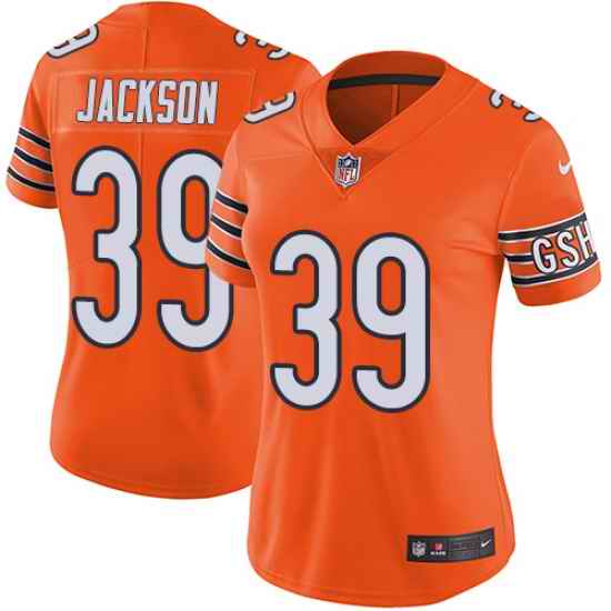 Nike Bears #39 Eddie Jackson Orange Womens Stitched NFL Limited Rush Jersey